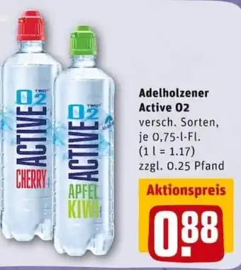 REWE PETZ Adelholzener Active O2 , 0,75L Angebot