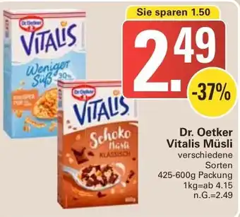 WEZ Dr. Oetker Vitalis Müsli 425-600g Packung Angebot