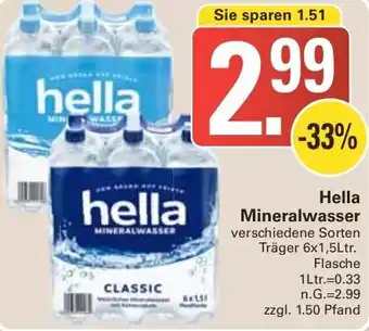 WEZ Hella Mineralwasser 6x1,5Ltr. Flasche Angebot