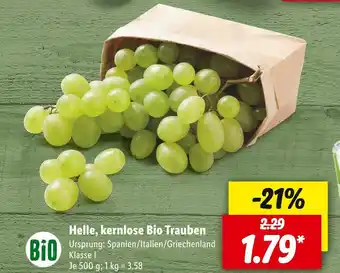 Lidl Helle, kernlose bio trauben Angebot