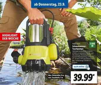 Lidl Parkside schmutzwasser-tauchpumpe Angebot