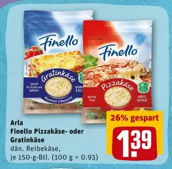 REWE Arla finello pizzakäse- oder gratinkäse Angebot