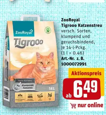 REWE Zooroyal tigrooo katzenstreu Angebot