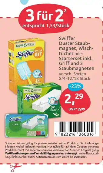 Budni Swiffer duster staubmagneten, wischtücher oder starter-set Angebot