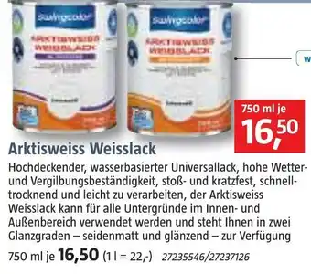 Bauhaus Swingcolor arktisweiss weisslack Angebot