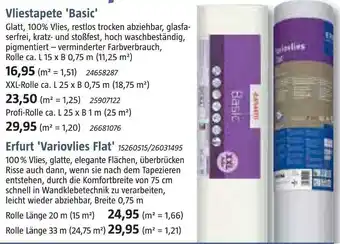 Bauhaus Vliestapete 'basic' oder erfurt 'variovlies flat' Angebot