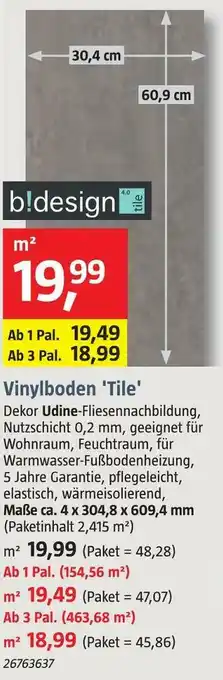 Bauhaus Vinylboden 'tile' Angebot