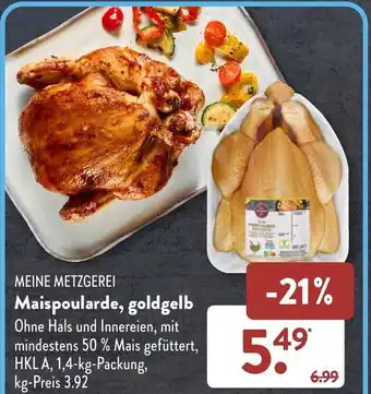 Aldi Süd MEINE METZGEREI Maispoularde, goldgelb 1,4 kg Packung Angebot