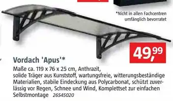Bauhaus Vordach 'apus'* Angebot