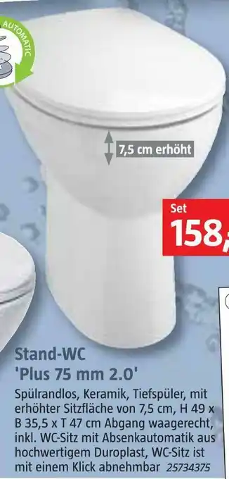 Bauhaus Stand-wc 'plus 75 mm 2.0' Angebot