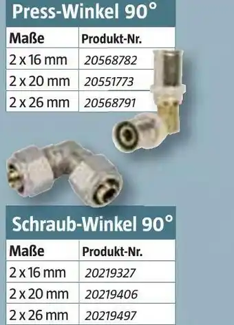 Bauhaus Press-winkel 90° oder schraub-winkel 90° Angebot