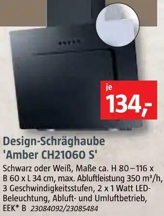 Bauhaus Design-schräghaube 'amber ch21060 s' Angebot