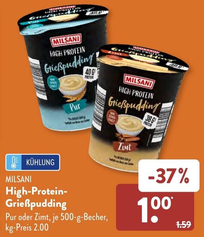 MILSANI HighProteinGrießpudding 500 g Becher Angebot bei Aldi Süd