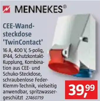 Bauhaus Mennekes cee-wandsteckdose 'twincontact' Angebot