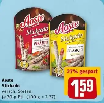 REWE PETZ Aoste Stickado 70g Btl. Angebot