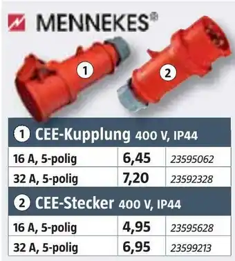 Bauhaus Mennekes cee-kupplung 400 v, ip44 oder cee-stecker 400 v, ip44 Angebot