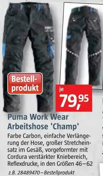 Bauhaus Puma work wear arbeitshose 'champ' Angebot