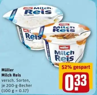 REWE PETZ Müller Milch Reis 200g Becher Angebot