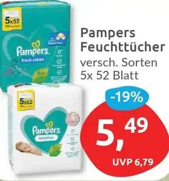 Budni Pampers Feuchttücher 5x 52 Blatt Angebot