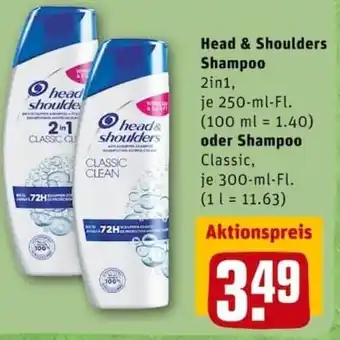 REWE PETZ Head & Shoulders Shampoo 250ml oder Shampoo Classic 300ml Angebot