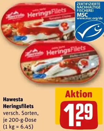 REWE Hawesta Heringsfilets 200 g Dose Angebot