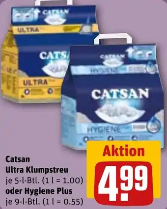 REWE Catsan Ultra Klumpstreu 5-l-Btl. oder Hygiene Plus 9 L Btl. Angebot