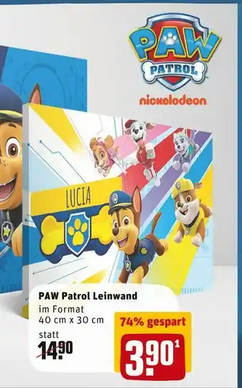 REWE Rewe foto paw patrol leinwand Angebot