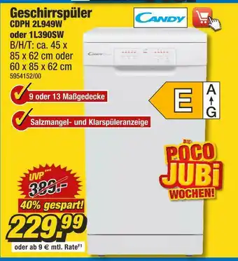 Poco Candy geschirrspüler cdph 2l949w oder 1l390sw Angebot