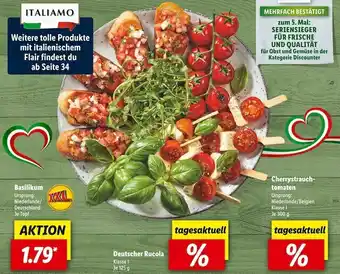 Lidl Cherrytomaten, ruccola oder basilikum Angebot