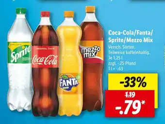 Lidl Coca-cola/fanta/sprite/mezzo mix softdrinks Angebot