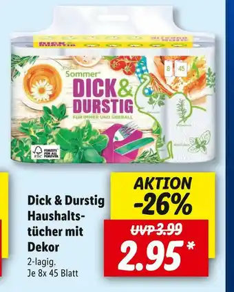 Lidl Dick & durstig haushaltstücher mit dekor Angebot