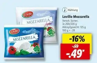Lidl Lovilio mozzarella Angebot