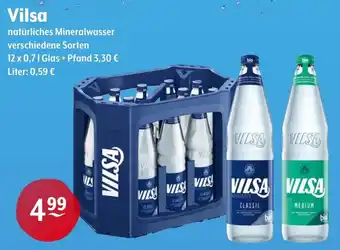 Trink und Spare Vilsa natürliches Mineralwasser 12x0,7 L Glas Angebot