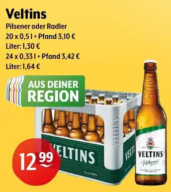 Trink und Spare Veltins Pilsener oder Radler 20x0,5 L/24x0,33 L Angebot