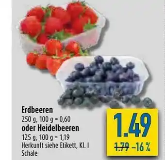 diska Erdbeeren oder Heidelbeeren Angebot