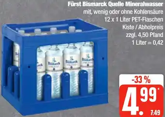 Edeka Frischemarkt Fürst Bismarck Quelle Mineralwasser 12 x 1 Liter PET-Flaschen Angebot