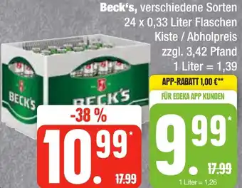 Edeka Frischemarkt Beck's 24 x 0,33 Liter Flaschen Angebot