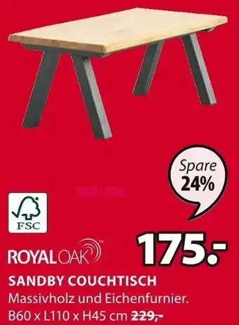 Jysk ROYAL OAK SANDBY COUCHTISCH Angebot