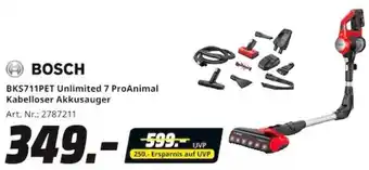 MediaMarkt BOSCH BKS711PET Unlimited 7 ProAnimal Kabelloser Akkusauger Angebot