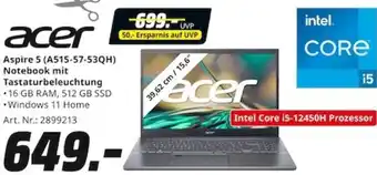 MediaMarkt acer Aspire 5 (A515-57-53QH) Notebook mit Tastaturbeleuchtung Angebot