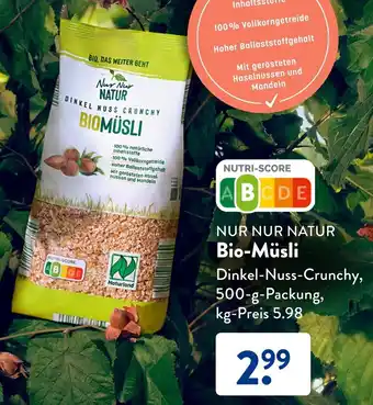 Aldi Süd NUR NUR NATUR Bio-Müsli 500 g Packung Angebot