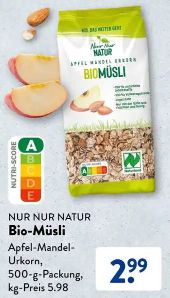 Aldi Süd NUR NUR NATUR Bio-Müsli 500 g Packung Angebot