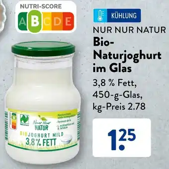 Aldi Süd NUR NUR NATUR Bio Naturjoghurt im Glas 450 g Angebot