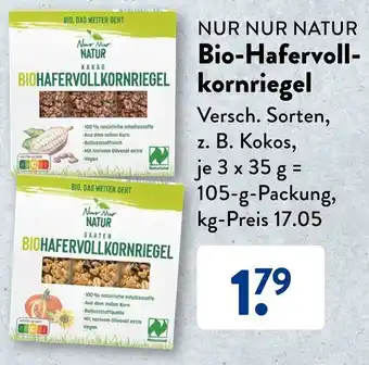 Aldi Süd NUR NUR NATUR Bio-Hafervollkornriegel 105 g Packung Angebot