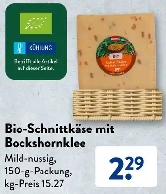 Aldi Süd Bio-Schnittkäse mit Bockshornklee 150 g Packung Angebot