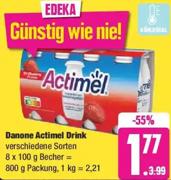 Edeka Danone Actimel Drink 8 x 100 g Becher Angebot