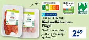 Aldi Süd NUR NUR NATUR Bio-Landhähnchen Flügel 350 g Packung Angebot