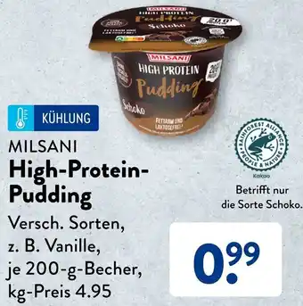 Aldi Süd MILSANI High-Protein Pudding 200 g Becher Angebot