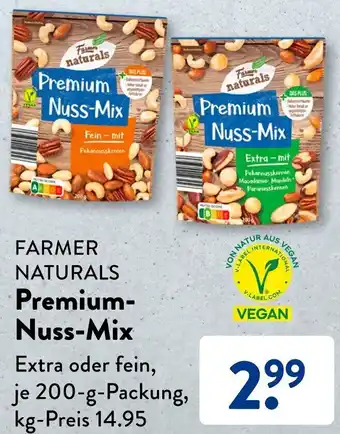 Aldi Süd FARMER NATURALS Premium-Nuss Mix 200 g Packung Angebot