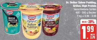 Edeka Dr. Oetker Sahne Pudding, Grütze, High Protein 400-500 g Becher Angebot